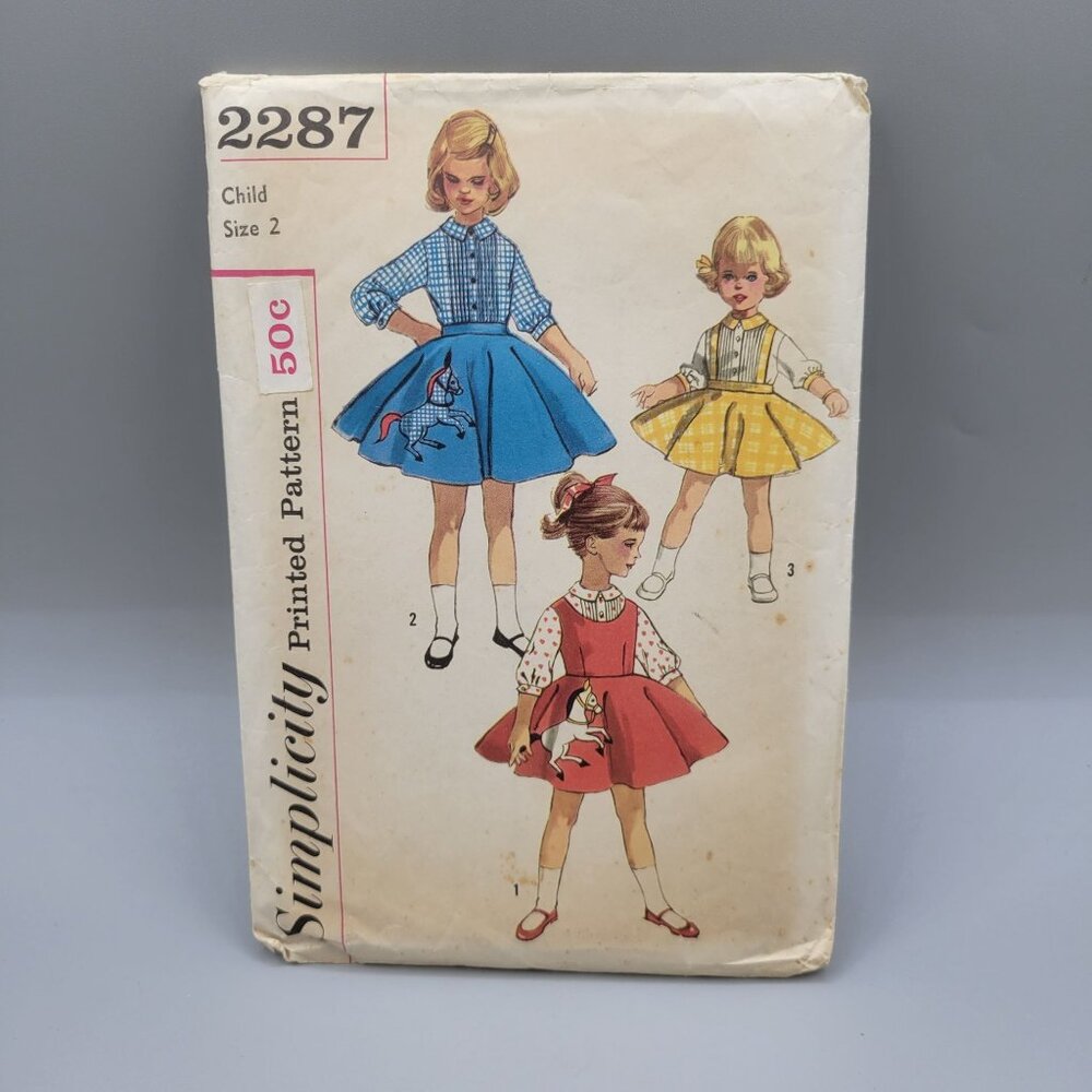 Simplicity Child Blouse Jumper Skirt Transfer Pattern Size 2 Cut Complete #2287